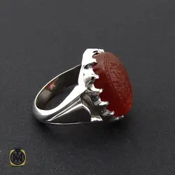 انگشتر عقیق یمن مردانه با حکاکی ومن یتق الله استاد رائف – کد 8783