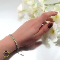 دستبند زبرجد زنانه اصل و خوش رنگ طرح قاصدک - کد 1212