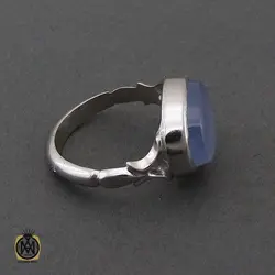 انگشتر عقیق کبود یمن مردانه دست ساز طرح صفوی - کد 10655