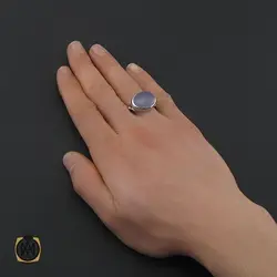 انگشتر عقیق کبود یمن مردانه دست ساز طرح صفوی - کد 10655