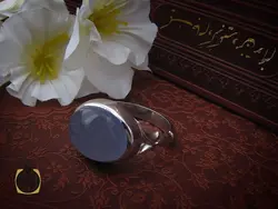 انگشتر عقیق کبود یمن مردانه دست ساز طرح صفوی - کد 10655