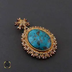 مدال الماس اصل و فیروزه کرمان خوش طبع طرح یاسمن زنانه - کد 3334