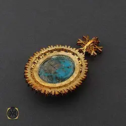 مدال الماس اصل و فیروزه کرمان خوش طبع طرح یاسمن زنانه - کد 3334