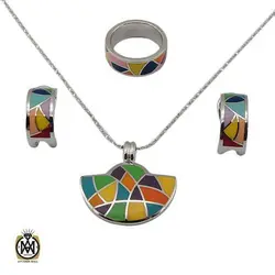 سرویس نقره مینا کاری زنانه طرح آرمیتان - کد 7324