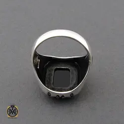 انگشتر عقیق مشکی مردانه - کد 10427