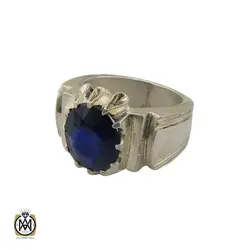 انگشتر یاقوت کبود آفریقایی مردانه هنر دست استاد باقرزاده - کد 8749