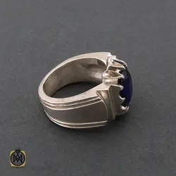 انگشتر یاقوت کبود آفریقایی مردانه هنر دست استاد باقرزاده - کد 8749