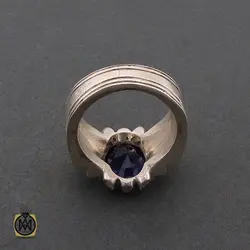 انگشتر یاقوت کبود آفریقایی مردانه هنر دست استاد باقرزاده - کد 8749