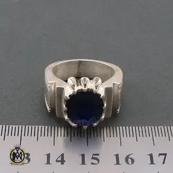 انگشتر یاقوت کبود آفریقایی مردانه هنر دست استاد باقرزاده - کد 8749