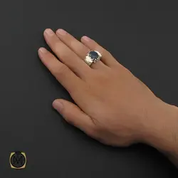 انگشتر یاقوت کبود آفریقایی مردانه هنر دست استاد باقرزاده - کد 8749
