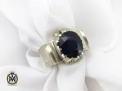 انگشتر یاقوت کبود آفریقایی مردانه هنر دست استاد باقرزاده - کد 8749