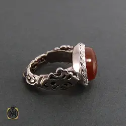 انگشتر عقیق یمن طرح صفوی مردانه با حکاکی العزة لله جميعا - کد 8198