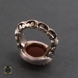 انگشتر عقیق یمن طرح صفوی مردانه با حکاکی العزة لله جميعا - کد 8198