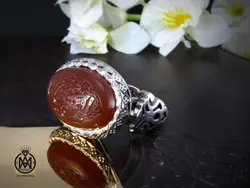 انگشتر عقیق یمن طرح صفوی مردانه با حکاکی العزة لله جميعا - کد 8198