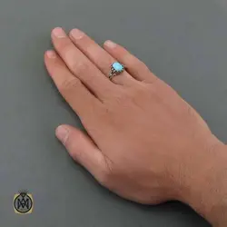 انگشتر فیروزه نیشابوری خوش رنگ مردانه - کد 11249