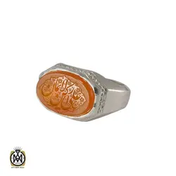 انگشتر عقیق یمن مردانه با حکاکی علی رکن الایمان - کد 8278