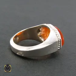 انگشتر عقیق یمن مردانه با حکاکی علی رکن الایمان - کد 8278