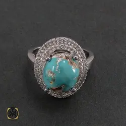 سرویس نقره با نگین فیروزه نیشابور زنانه طرح شيدا - کد 7044