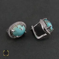 سرویس نقره با نگین فیروزه نیشابور زنانه طرح شيدا - کد 7044
