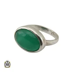 انگشتر عقیق سبز اسپرت معدنی و خوش رنگ - کد 11221