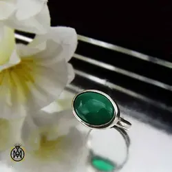 انگشتر عقیق سبز اسپرت معدنی و خوش رنگ - کد 11221