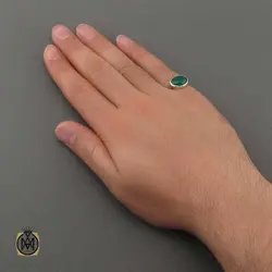 انگشتر عقیق سبز اسپرت معدنی و خوش رنگ - کد 11221