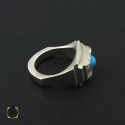 انگشتر فیروزه نیشابوری مردانه خوش طبع - کد 8714