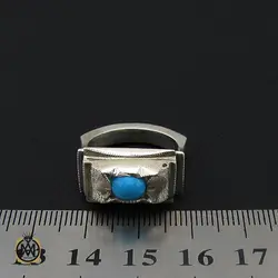 انگشتر فیروزه نیشابوری مردانه خوش طبع - کد 8714