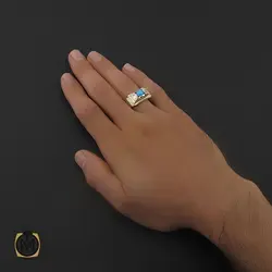 انگشتر فیروزه نیشابوری مردانه خوش طبع - کد 8714