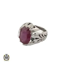 انگشتر یاقوت سرخ آفریقایی مردانه خوش رنگ - کد 8406