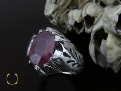 انگشتر یاقوت سرخ آفریقایی مردانه خوش رنگ - کد 8406