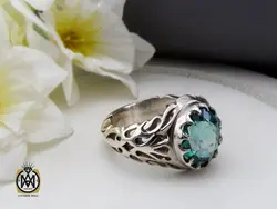 انگشتر توپاز سبز مردانه دست ساز - کد 10299