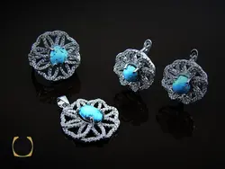 سرویس فیروزه نیشابور زنانه طرح روناک - کد 7042