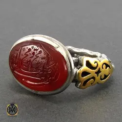 انگشتر عقیق یمن مردانه با حکاکی ذکر صلوات - کد 8082