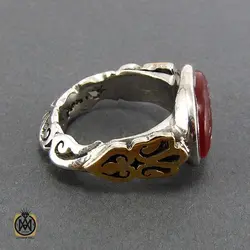انگشتر عقیق یمن مردانه با حکاکی ذکر صلوات - کد 8082