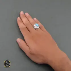 انگشتر فیروزه نیشابوری مردانه - کد 8491