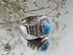 انگشتر فیروزه نیشابوری مردانه - کد 8491