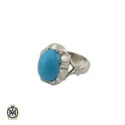 انگشتر فیروزه مصری مردانه خوش رنگ - کد 8702
