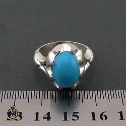 انگشتر فیروزه مصری مردانه خوش رنگ - کد 8702