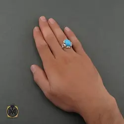 انگشتر فیروزه مصری مردانه خوش رنگ - کد 8702