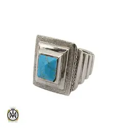 انگشتر فیروزه نیشابوری خوش طبع و مرغوب هنر دست استاد شرفیان مردانه - کد 10936