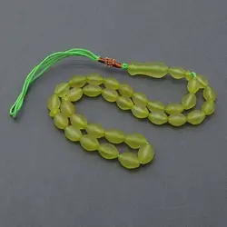 تسبیح شاه مقصود اصل 33 دانه زرد رنگ زیبا - کد 4491