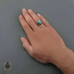 انگشتر دور چنگ فیروزه نیشابوری مردانه - کد 11272