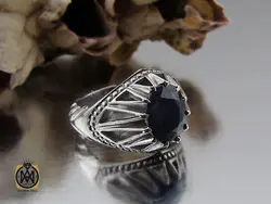 انگشتر یاقوت کبود آفریقایی مردانه - کد 8700