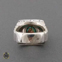 انگشتر فیروزه نیشابوری خوش رنگ دست ساز هنر دست استاد شرفیان مردانه - کد 10941
