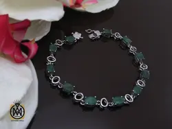 دستبند زمرد معدنی طرح خاطره زنانه - کد 1093