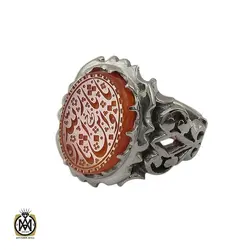 انگشتر عقیق یمن با حکاکی یا ثارالله وابن ثاره مردانه - کد 8860