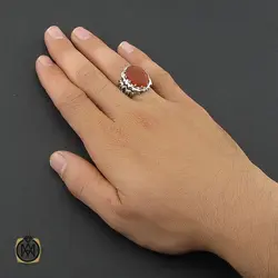 انگشتر عقیق یمن با حکاکی یا ثارالله وابن ثاره مردانه - کد 8860