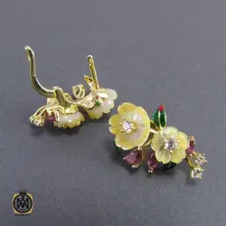 نیم ست تورمالین، کوارتز و صدف طرح یاسمین زنانه - کد 7033