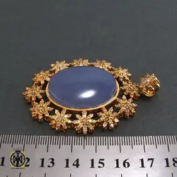 مدال عقیق یمن کبود و الماس اصل زنانه طرح ارغوان - کد 3007